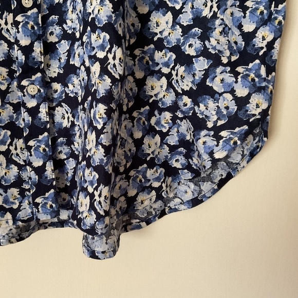 NWT POLO RALPH LAUREN BLUE MULTI FLORAL LINEN CUFFED DOLMAN SLEEVE BUTTON DOWN - Picture 7 of 15